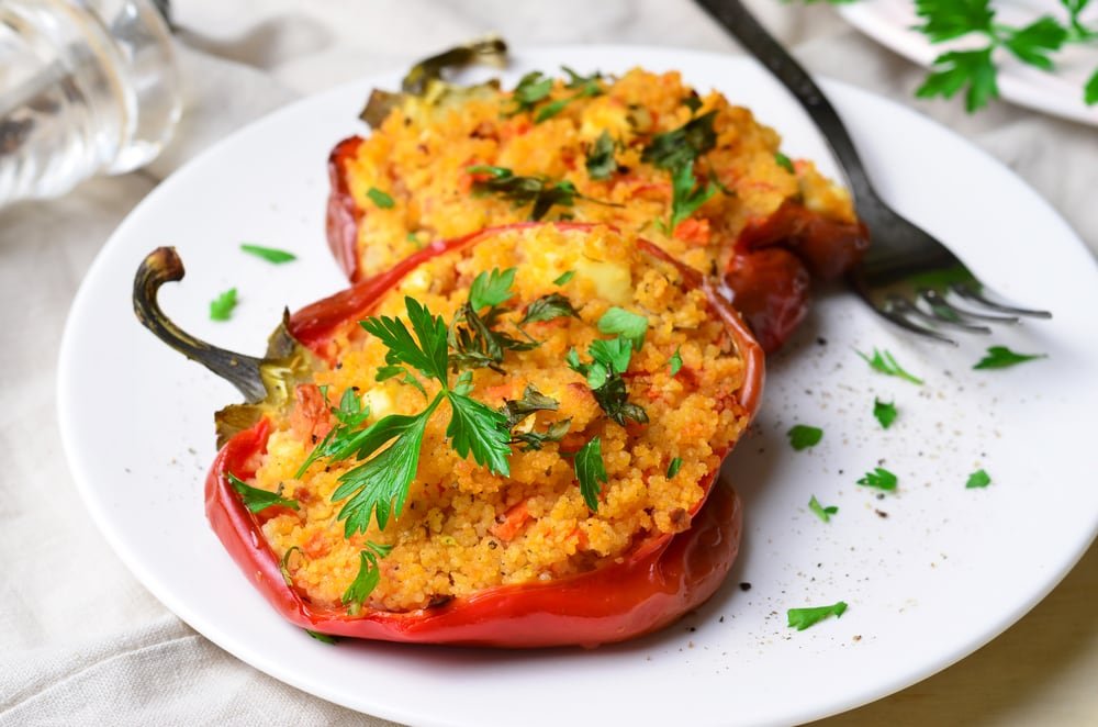 Air-Fried Lamb and Couscous Stuffed Peppers