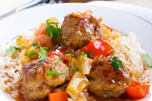 BBQ Glazed Sweet and Sour Meatballs