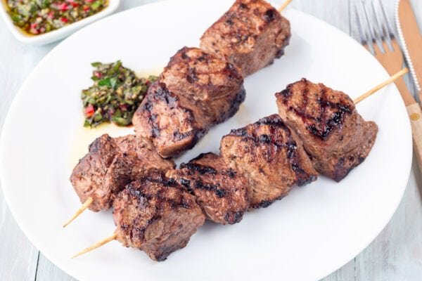 Beef Skewers with Chimichurri Sauce